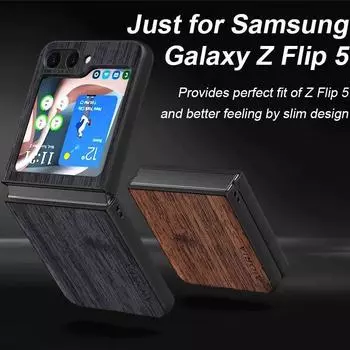 Чехол для Samsung Galaxy Z Flip 5funda, кожаный чехол с узором из бамбукового дерева, роскошный чехол для Galaxy Z Flip 5, чехол-капа Z Flip 5 чёрный
