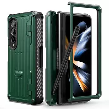 Чехол для Samsung Galaxy Z Fold 3 4 Fold3 Fold4 5g, чехол с шарниром, слот для ручки, передняя стеклянная подставка, чехол для ПК, Fold 3 4, чехол (Нет ручки ) For Galaxy Z Fold 4 зелёный