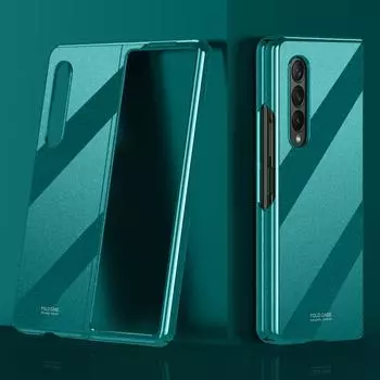 Чехол для Samsung Galaxy Z Fold 3 Ультратонкий защитный чехол с цветным тиснением, голый металл, ощущение руки на 360 градусов, всесторонняя защита for Galaxy Z Fold 3 зелёный