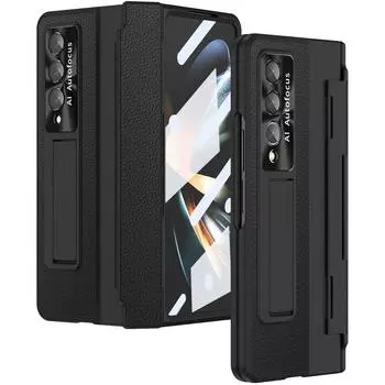 Чехол для Samsung Galaxy Z Fold 4 5g, двухслойный прочный чехол на весь корпус со встроенной защитной пленкой для экрана, подставкой и слотом для ручки S Fold 4