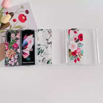 Чехол для Samsung Galaxy Z Fold 4 3, винтажный чехол с цветочной росписью, прозрачный складной противоударный жесткий чехол для Zfold4 Fold3 For Samsung Z Fold 4