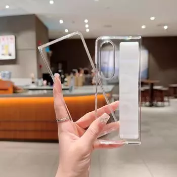 Чехол для Samsung Galaxy Z Fold 4 3, ультратонкая кожа, удобный матовый силиконовый браслет, противоударный защитный чехол, аксессуары for Galaxy Z Fold 3 чёрный