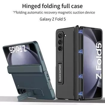 Чехол для Samsung Galaxy Z Fold 5 Z Fold 4 Zfold 3 5G Чехол с магнитной петлей Броня Противоударный матовый жесткий чехол для ПК для Galaxy Z Fold5 Samsung Z fold 5 чёрный