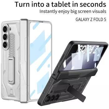 Чехол для Samsung Galaxy Z Fold 5, защитный кронштейн, приятный для кожи, матовый магнитный шарнир, закаленная пленка, полная защитная противоударная крышка for Galaxy Z Fold 5