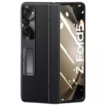 Чехол для Samsung Galaxy Z Fold 5, приятный для кожи, матовый кожаный кронштейн, складной шарнир с закаленной пленкой, противоударная жесткая задняя крышка for Galaxy Z Fold 5