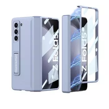 Чехол для Samsung Galaxy Z Fold 5, ультратонкий матовый кронштейн, магнитный складной шарнир, закаленная пленка, противоударный чехол «все включено» for Galaxy Z Fold 5