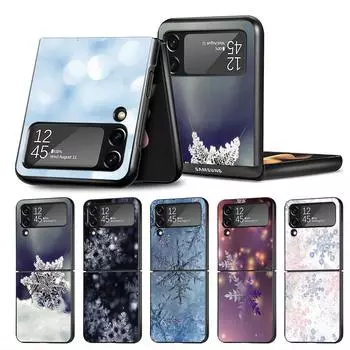 Чехол для Samsung Galaxy Zflip Z Flip 4 Zflip3 Z Flip 3 5g Zflip4 Flip3 Flip4 Красивая снежинка Art Черные чехлы Роскошные Samsung Z Flip 5G