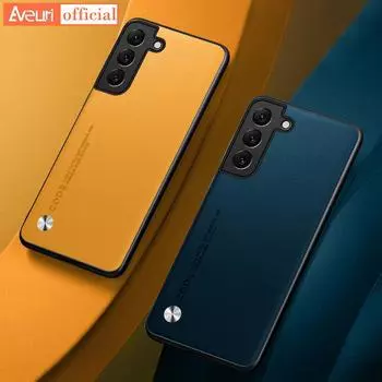 Чехол для Samsung S21 S22 Ультра роскошный кожаный чехол для Samsung Galaxy S21 FE S22 S23 S24 Plus Силиконовый защитный чехол для телефона S21 оранжевый