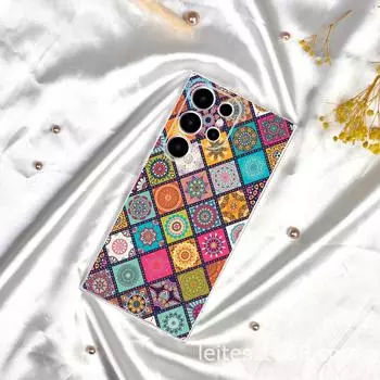 Чехол для Samsung S23A55 с этническим узором и полноразмерными линзами, защищающий от падения Samsung S23PLUS прозрачный