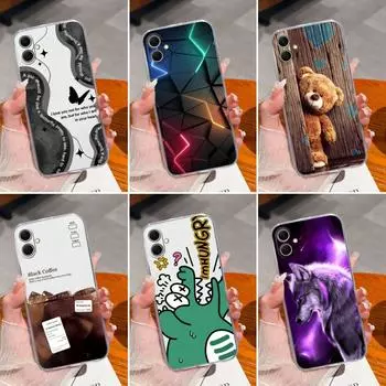 Чехол для Samsung S24 FE M35 A16 A26 S25 Plus Ultra S25Ultra A06 A36 A56 F14 Pretty Starry Sky Cute Bear Противоскользящий силиконовый противоударный чехол для Samsung Samsung A06