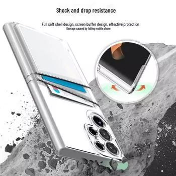Чехол для Samsung S24 Ultra Dual Card Anti Fall, прозрачный, с четырьмя подушками безопасности для полной защиты.