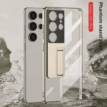 Чехол для Samsung S25 Ultra с гальваническим покрытием: Креативный кронштейн, прозрачная крышка, защищающая от падения S25Ultra
