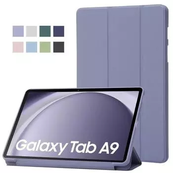 Чехол для Samsung Tab A9 8,7 дюйма, тройной чехол из искусственной кожи с мягкой подставкой и подставкой для планшета Galaxy Tab A9 8,7 дюйма SM X110 X115, чехол Funda Tab A9 (8.7 inch) чёрный