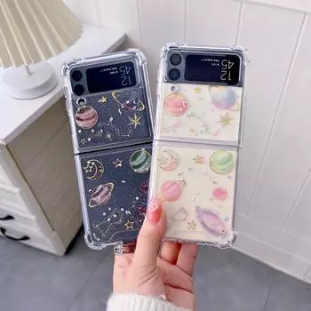 Чехол для Samsung Z Flip 3, прозрачный чехол для телефона с фантазийной звездой для Samsung Galaxy Z Flip 4 Zflip3, мягкая противоударная задняя крышка Z Flip 3 прозрачный