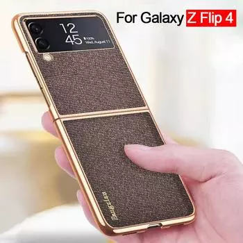 Чехол для Samsung Z Flip 4 5g, высококачественный тканевый чехол с кожаным покрытием, жесткий чехол для ПК для Galaxy Z Flip4 5g Fundas For Samsung Z Flip 4 чёрный