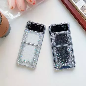 Чехол для Samsung Z Flip 4, блестящий прозрачный складной чехол ручной работы для телефона Samsung Z Flip 3 Zflip4, противоударная жесткая задняя крышка For Z FLIP 3 5G прозрачный