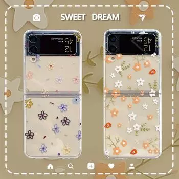 Чехол для Samsung Z Flip 4, небольшой прозрачный складной чехол с цветочным принтом для Samsung Z Flip 3 Z Flip4, противоударная жесткая задняя крышка Samsung Z Flip 1