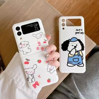 Чехол для Samsung Z Flip 4, плоский складной чехол с милым собачьим узором для Samsung Z Flip 3, 5 г, Zflip4, противоударный мягкий силиконовый чехол на заднюю панель For Z Flip 3