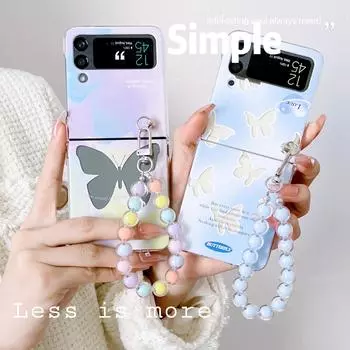 Чехол для Samsung Z Flip 4, прозрачный складной чехол с бабочкой и браслетом для Samsung Z Flip 3 Flip4, противоударная жесткая задняя крышка Samsung Z Flip 3