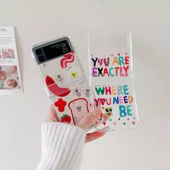 Чехол для Samsung Z Flip 4, прозрачный складной чехол с забавными граффити для Galaxy Z Flip 3, 5 г, Zflip4, противоударная жесткая задняя крышка For Samsung Z Flip 4