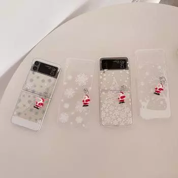 Чехол для Samsung Z Flip 4, Рождественский прозрачный складной чехол со снежинкой для телефона Samsung Z Flip 3 Flip3, противоударная жесткая задняя крышка Samsung Z Flip 3