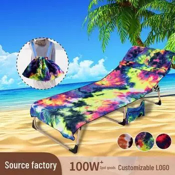 Чехол для шезлонга из микрофибры с принтом тай-дай и пляжное полотенце для рюкзака 75x210 cm
