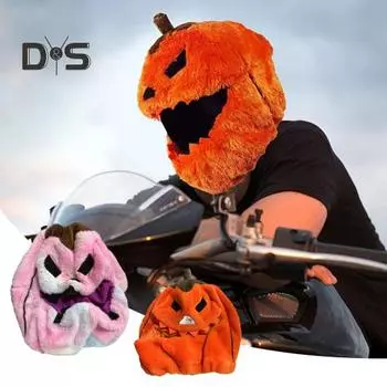 Чехол для шлема мотоцикла в виде тыквы на Хэллоуин, высокая видимость, пылезащитный, плюшевый, мультяшный, голова тыквы, мотоциклетный шлем, полный протектор оранжевый