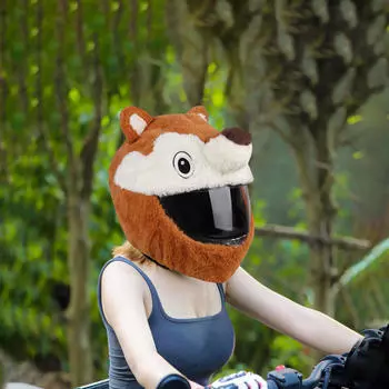 Чехол для шлема, защитный рукав в форме белки, подарок, мягкий плюшевый мотоцикл для всего лица