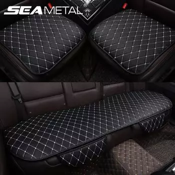 Чехол для сиденья автомобиля SEAMETAL Four Season, подушка для сиденья из искусственной кожи, универсальная дышащая накладка на сиденье, аксессуары для интерьера 1pc front seat чёрный/белый
