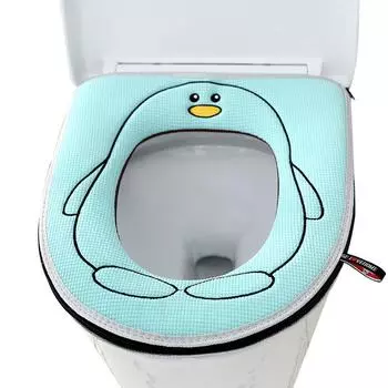 Чехол для сиденья для унитаза с милым пингвином, моющаяся и многоразовая подушка для сиденья на унитазе с ручкой на молнии фиолетовый