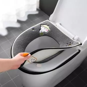 Чехол для сиденья унитаза, удобный, противообрастающий, хлопок, отличная мультяшная морковная туалетная паста, крышка-молния для отеля зелёный