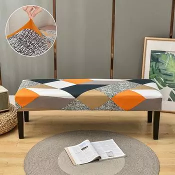 Чехол для скамейки с эластичным принтом для столовой, спальни, гостиной, дома, эластичный, против грязи, длинные чехлы на стулья, чехол для табурета для макияжа, пианино 1 piece
