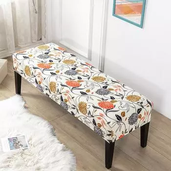 Чехол для скамейки с цветочным принтом, эластичные чехлы на табуреты для пианино, прямоугольная гостиничная кровать, длинный чехол на табурет, защитный чехол для скамейки, чехол для столовой One Size