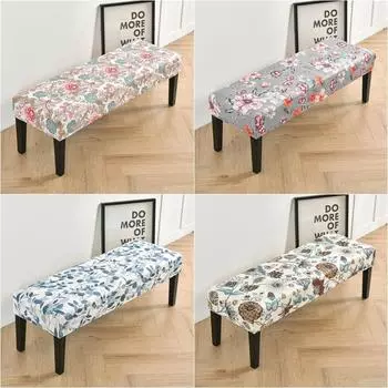 Чехол для скамейки с цветочным принтом, эластичный спандекс для столовой, чехлы на табуреты для пианино, прямоугольная кровать, длинный чехол на табурет, мебель, домашний декор