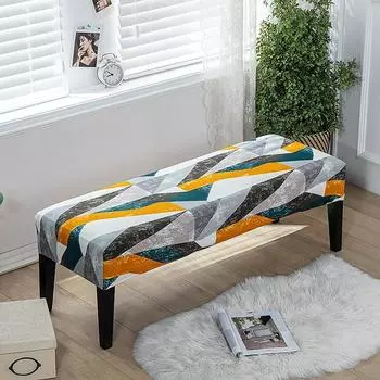 Чехол для скамейки с геометрическим узором, эластичный спандекс, чехол для табурета для фортепиано, длинный чехол для пуфа, однотонный чехол для сменной обуви, чехол для домашнего декора