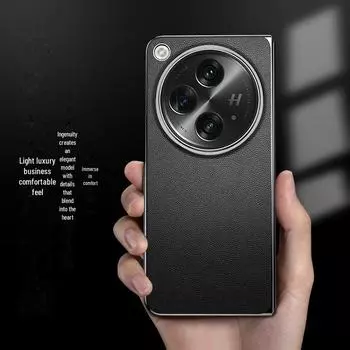 Чехол для складного экрана OPPO Find N3 из гальванизированной кожи: Полное покрытие, защита от падения, с подставкой Oppo Find N3 белый