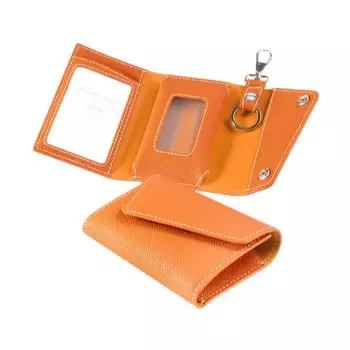 Чехол для смарт-ключа COGURE из натуральной кожи с европейским тиснением и прозрачным окошком, держатель для смарт-ключа, держатель для карт, подарочная коробка в комплекте, оранжевый [COGURE]