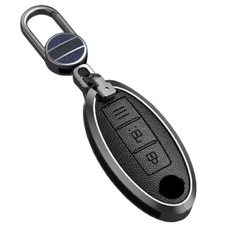 Чехол для смарт-ключа для ключа не подходит для Nissan March Алюминиевая кожа [ontto] Nissan, чехол, винты, стильный, Serena, Note, Cube, Elgrand, Skyline, чёрный