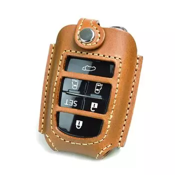 Чехол для смарт-ключа Toyota Alphard Vellfire Noah Voxy из натуральной кожи [Kakuchaya] (toyota-av6B) (Верблюжий/Бежевый)