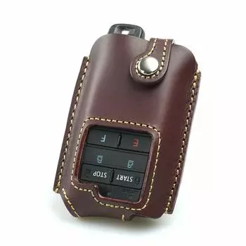 Чехол для смарт-ключа Toyota Remote Start Integral Type из натуральной кожи [Kakuchaya] (Тойота-С) (Вино/бежевый)