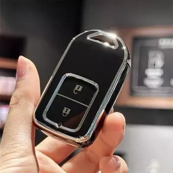 Чехол для смарт-ключа TPU для автомобиля, чехол для Honda Vezel city civic Jazz BRV BR-V HRV, чехол для ключа, 2 кнопки, аксессуары чёрный