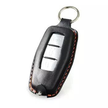 Чехол для смарт-ключа Triton Outlander, чехол для ключа Mitsubishi, натуральная кожа, воловья кожа, сделано в Японии [Kakuchaya] (Черный / оранжевый)