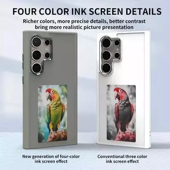 Чехол для смартфона с экраном E-ink 4 цвета для Samsung Galaxy S24 Ultra, чехлы DIY, чехол для телефона для женщин и мужчин, чехол для телефона, бесплатная батарея for GalaxyS23Ultra(6.8 ) серый