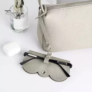 Чехол для солнцезащитных очков с металлической кнопкой, надежная застежка, защита от царапин, портативная сумка для очков из искусственной кожи чёрный