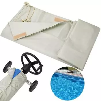 Чехол для солнечной катушки для бассейна с застежкой на шнурке, складная водонепроницаемая ткань Оксфорд, устойчивая к солнечному дождю и пыли S бежевый