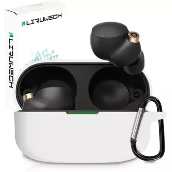 Чехол для Sony LIRUWECH Силиконовый чехол для беспроводных наушников Sony, полный защитный чехол, аксессуары для зарядки, в комплекте карабин 2022 белый