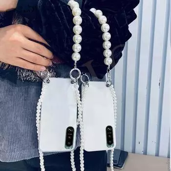 Чехол для Sony Xperia 5 V 10 V, ожерелье через плечо, ремешок с жемчужной цепочкой, прозрачный противоударный мягкий чехол для Xperia 1 10 5 IV 10 III 5 Pro-i ACE Xperia 5 V чистый