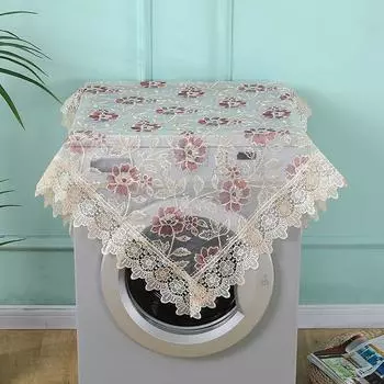 Чехол для стиральной машины с барабаном, Тканевый чехол, Автоматический, Кружевной, Тканевый, Чехол для холодильника, Полотенце, Солнцезащитный, С волновым колесом, Однодверный, Пылезащитный чехол, Ткань Spring rain coffee Red 56-56cm