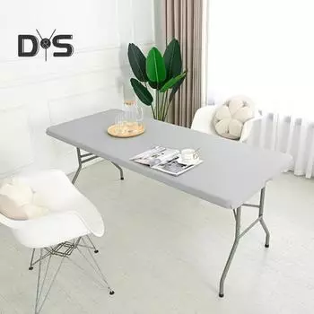 Чехол для стола, однотонный, водонепроницаемый, с противоскользящей эластичной лентой, для кемпинга, устойчивый к грязи, защитный чехол для стола, чехол для пикника, скатерть на резинке для патио S чёрный