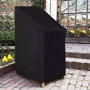 Чехол для стульев с защитой от пыли, водонепроницаемый, непромокаемый, защищает от солнечного света, чехол для складного стула, защитный чехол для садовой мебели, чехол для уличного стула S чёрный